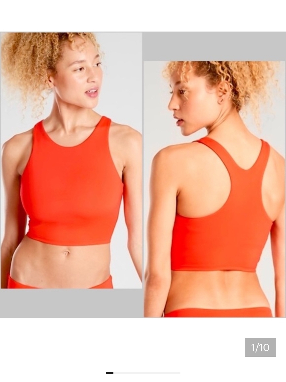 Athleta High Neck Racerback Sports Bra Medium Orange Crop